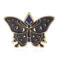Macro view of gold enamel butterfly pin featuring crescent moon and star patterns - Black Blue Butterfly Geometric Pattern (CL35)