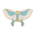 Detailed close-up of butterfly enamel pin with moon and star patterns on gold base - Light Blue Butterfly Stars Moon Pattern (CL34)