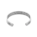 Polished stainless steel C-shaped cuff bangle with inspirational engraving and heart details - Mother Style (MOTHER) / Steel