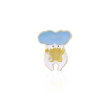 Detailed view of an enamel pin featuring a white character playing a golden accordion - Person Playing Accordion Pattern (CL41)