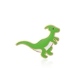Close-up of a green dinosaur enamel pin with gold plating and polished finish - Light Green Cartoon Dinosaur (CL44)