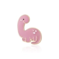 Macro shot of cute pink enamel dinosaur brooch with gold plating and white spots - Pink Long Neck Dinosaur (CL45)