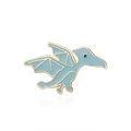 Close-up of a light blue enamel pterodactyl dinosaur brooch with gold metallic outlines - Light Blue Cartoon Pterosaur (CL49)