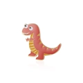 Close-up of red and yellow enamel dinosaur brooch with a cute cartoon rex design - Red Yellow Cartoon T-Rex (CL52)