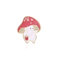 Cute mushroom enamel brooch with strawberry bag, red and white pin on white background - Red Strawberry Mushroom Pattern (CL55)