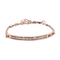 Rose gold stainless steel bracelet with engraved inspirational quote and heart charm - Granddaughter (B1041) / Rose Gold