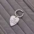 Stainless steel guitar pick keychain with engraved Keep Fucking Going slogan - Engraved Guitar Pick Style