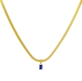 Collana a catena serpente dorata con ciondolo rettangolare in pietra blu - Catena serpente / Placcato Oro Zirconia Blu