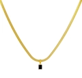 Collana a catena piatta dorata con ciondolo rettangolare in zircone nero - Catena serpente / Oro Zirconia Nera