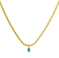 Collana a serpente dorata con ciondolo rettangolare in zircone verde smeraldo a griffe - Catena serpente / Oro Zircone Verde