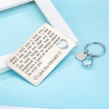 Stainless steel love gift set with engraved card and heart keychain on blue background - Silver