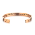 Rose gold stainless steel arrow cuff bracelet with inspirational engraving for women - Rose Gold