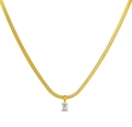 Collana a catena a serpente dorata in acciaio al titanio con ciondolo zircone verde - Catena serpente / Oro Zircone Bianco