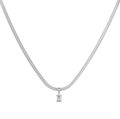 Collana a catena serpente piatta argento con pendente in zircone taglio smeraldo - Catena serpente / Argento Strass Bianco