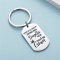 Engraved stainless steel keychain with motivational text and crown for daughter - Dog Tag Style / Silver