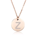 Macro di pendente tondo in oro rosa con lettera Z in zirconi su catenina fine - Lettera Z