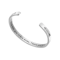 6mm silver titanium steel cuff bracelet with I Have You in My Heart engraved text - Silver