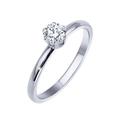 Klassieke zilveren titanium stalen ring met zespuntige kroonzetting ronde diamant - US 5 / Staalkleur