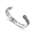 Bracelet jonc en acier titane avec motif de vagues et gravure I AM THE STORM chic - Style I Am The Storm / Argent
