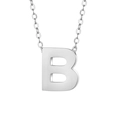 Collana in acciaio inossidabile argento lucido con ciondolo lettera B su sfondo bianco - Lettera Argento B