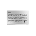Father's Day stainless steel wallet card engraved with heart and sentimental DAD message - Thank You Dad / Silver