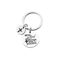 Porte-clés en acier argenté avec gravure With God all things are possible et pendentif croix - Argenté