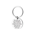 Portachiavi in acciaio inox lucido con citazione incisa per papà su ciondolo tondo - Stile Piastra Rotonda (K200) / Argento