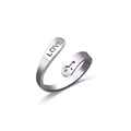 Silberner verstellbarer Ring mit Faith-Gravur und Kreuzdesign aus poliertem Stahl - LOVE Stil (R149)