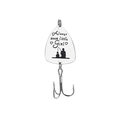 Polished steel guitar pick keychain engraved with 'Always your little girl' and fish hook - Silver
