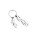 Stainless steel long bar keychain with California map and I love you more engraving - Silver Engraved