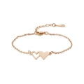 Rose gold interlocking heart bracelet with adjustable O-chain and lobster clasp - B1224 Double Heart / Rose Gold