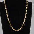 French INS style oval coffee bean chain necklace in 18K gold plated stainless steel - Necklace / Gold