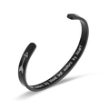 Matte black stainless steel cuff bracelet with heart sisters engraved message - Not Sisters(B948) / Black