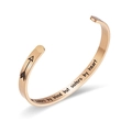 Engraved rose gold stainless steel open bangle with inspirational sister quote - Not Sisters(B948) / Rose Gold