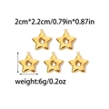Set of five gold star-shaped stainless steel pendants with size and weight specs - Pentagram Shape (TZ-TP0789-02)