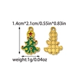 Christmas tree enamel pendant for DIY jewelry making with green and gold finish - Green Christmas Tree Style (TP2081-02)