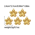 Set van vijf goudkleurige roestvrijstalen bloemenhangers voor DIY-sieraden van 2,4cm groot - Ronde Bloemstijl (TP0721-02) / 5 Stuks/Verpakking / Goud