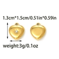 Colgantes de corazón vintage en acero inoxidable bañado en oro 18K con circonita y acabado liso - Estilo Dorado Grande (TP1690-02)