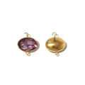 Pendente in acciaio inossidabile dorato con gemma ovale viola e design sfaccettato - Stile Zircone Ovale Viola (TZ-TP1692-02-purple)