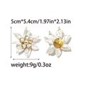 Vintage floral pendant with turquoise accents and pearls, shown in front and back views - Artificial Pearl Cluster Flower Accessory (TZ-TP2138-02)