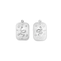 Polished silver stainless steel rectangular pendant with embossed snake and crystal accents - Silver Snake Plaque Pendant