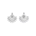 Vista macro de colgantes de sol plateados con bisel redondo para accesorios de joyería DIY - Estilo Base Engranaje Girasol (TZ-TP1567-01)