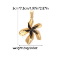 Unique gold stainless steel flower pendant with black enamel finish, 5cm by 7.3cm size - Black Enamel Metal Flower (TZ-TP0158-02-black)