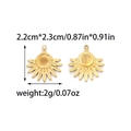 18K gold plated stainless steel sunburst pendant charms for DIY jewelry making - Relief Sunburst Shaped Pendant (TZ-TP1567-02)