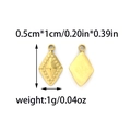 Golden rhombus charm pendant with dimensions 0.5cm by 1cm showing front and back textures - Frosted Rhombus Pendant (TZ-TP1385-02)
