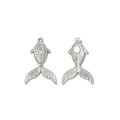 Silver stainless steel mermaid tail charms with embossed texture for DIY jewelry making - Large (2.3cmx3.6cm) / Silver Large Style (TP2220-01)