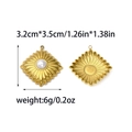 18K gold plated stainless steel sunburst pendant with white pearl for DIY jewelry making - Artificial Pearl Vintage Radiating Pendant (TZ-TP0928-02)
