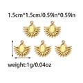 Five 18K gold plated stainless steel fan-shaped geometric charms for DIY jewelry - Fan Sunburst Pendant (TZ-TP0892-02)