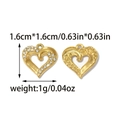 Golden heart pendants with rhinestones and textured finish, 1.6cm charms for DIY jewelry - Gold Heart Style (TZ-TP2205-02)