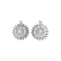Ciondolo a girasole in acciaio inossidabile con petali a doppio strato per gioielli DIY - Forma di Girasole (TZ-TP2198-01) / Argento